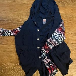 Girls kids button down hooded jacket